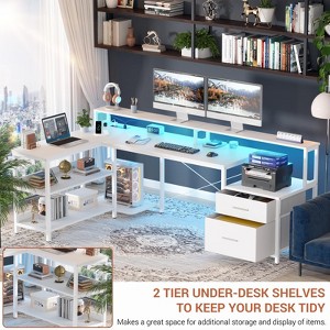 Aheaplus L-Shaped Computer Desk with Drawers and Monitor Shelf - 1 of 4