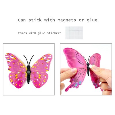 Yellow 3D Double Wings Butterfly Wall Decor Stickers Set