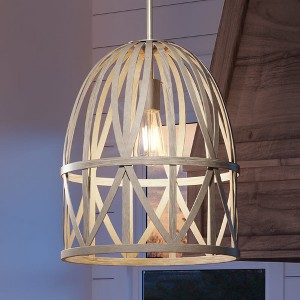 Urban Ambiance Luxury Farmhouse Pendant 17.25''H x 14''W,  Bleached Oak Finish,  Bairnsdale Collection, UHP4120 - 1 of 4