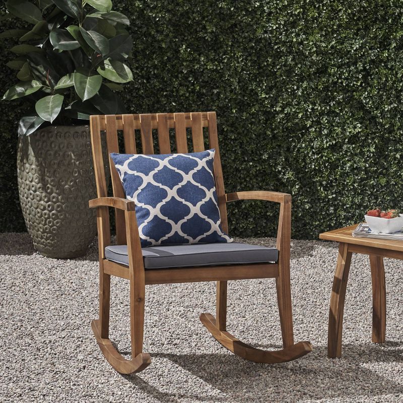 Colmena Acacia Patio Wood Rustic Rocking Chair - Christopher Knight Home, 3 of 8
