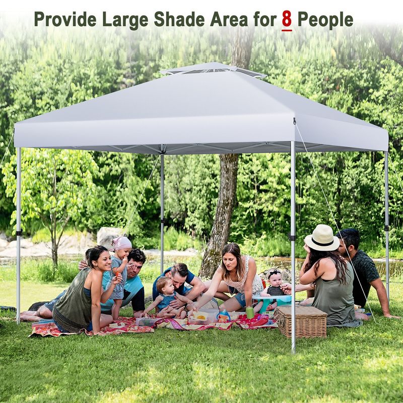 Costway 2-Tier 10' x 10' Pop-up Canopy Tent Instant Gazebo Adjustable Carry Bag with Wheel, 4 of 11