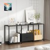 TV Stand with Fabric Drawer for 55 Inch TV, Entertainment Center with Open Shelves, Media TV Console Table for Living Room, Bedroom, Black - 4 of 4