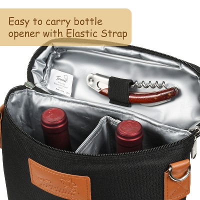 2 Bottle Wine Carrier Tote Bag with Corkscrew - Thumbnail 4