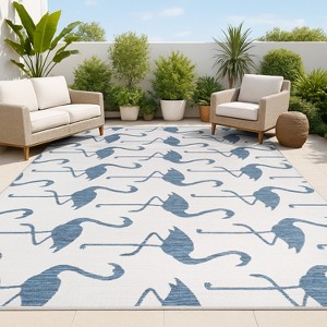 JONATHAN Y Liana Casual Coastal Flamingos Two-Tone Indoor/Outdoor Area Rug - 1 of 4
