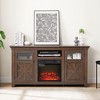 60" Modern Farmhouse TV Media Stand with 2 Doors Cabinet and 18" Electric Fireplace Insert, Large Barn-Style Entertainment Console for Living Room - 3 of 4