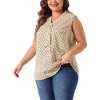 Agnes Orinda Women's Plus Size Elegant Formal Polka Dots Sleeveless Tie Neck Tank Top - 2 of 4