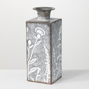 Sullivans Flower Patterned Vase 12"H Silver - 1 of 4