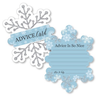 Big Dot of Happiness Winter Wonderland - Wish Card Snowflake Holiday Party and Winter Wedding Activities - Shaped Advice Cards Game - Set of 20