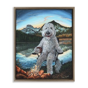 Stupell Industries Dog by Campfire Landscape Floating Frame Canvas Art - 1 of 4