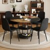 5 Piece Dining Set Splicing Round Dining Table Set Kitchen Table Set with 4 Dining Chairs&Double-layer Storage Table-ModernLuxe - 2 of 4