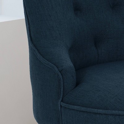 Contemporary Navy Blue Fabric Armless Office Chair with Chrome Base