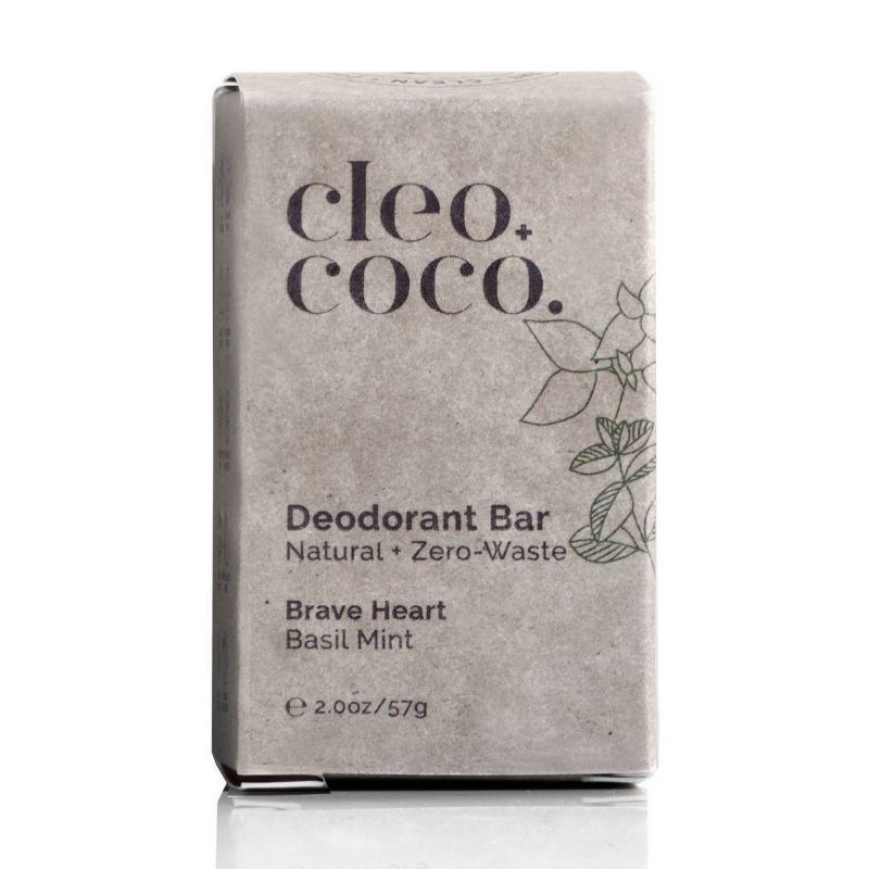 cleo+coco. Plastic Free Natural Deodorant Bar For Men and Women &#8211; Aluminum Free - Basil Mint - 2oz, 1 of 11