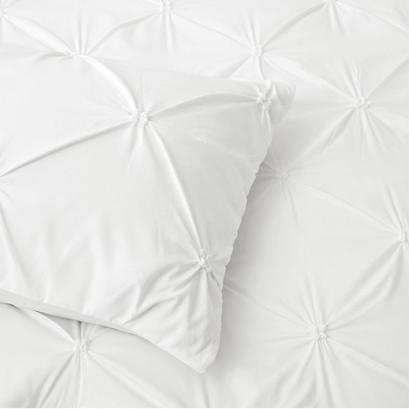 Peace Nest Pintuck Comforter Set, Bedding Set for All Season, Comforter and Pillowcases Set, White, 4 of 7