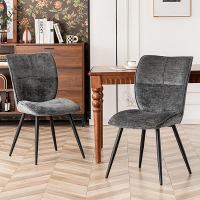 YOUNIKE Fabric Velvet Dining Chairs Set of 2 Mid-century Modern Upholstered Dining Room Chairs for Kitchen Reading Room 18.5"W x 16.93"D