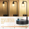 Itopfox Industrial Table Lamps Set of 2 - Dimmable Bedside Lamps with USB A/C Ports & Outlet, Black Nightstand Lamps with Glass Shade for Living Room - 3 of 4
