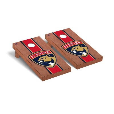 NHL Florida Panthers Premium Cornhole Board Rosewood Stained Stripe Version