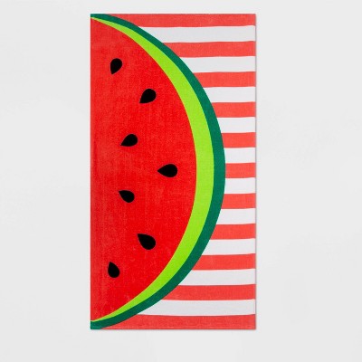 Watermelon Striped Printed Beach Towel Pink - Sun Squad™
