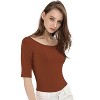 INSPIRE CHIC Women's Half Sleeves Scoop Neck Fitted Layering Soft T-Shirt - 2 of 4