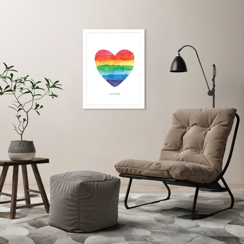 Americanflat Motivational Minimalist Love Wins Watercolor Rainbow Heart By Motivated Type Framed Print Wall Art, 5 of 8