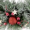 Northlight Red Ornaments, Pine Needle and Stars Frosted Christmas Wreath, 13.75-Inch - 4 of 4