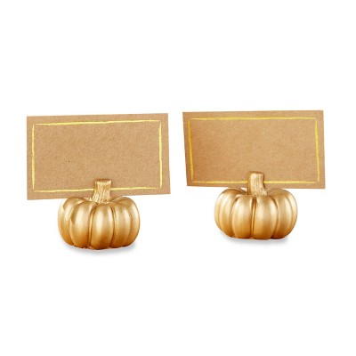  12ct Mini Pumpkin Place Card Holder Gold 