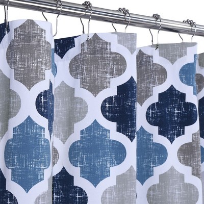 Quatrefoil Print Cotton Blend Fabric Shower Curtain