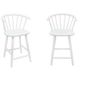 Sapphtopaz Modern Dining Chair Set of 2 Wooden Counter Height Stool Chairs with Spindle Back & Footrest Bistro Chairs for Kitchen, Dining Room - 1 of 4