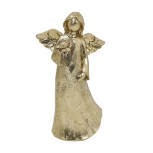 Transpac Golden Angel with Bird Figurine for Christmas Tabletop Decoration Elegant Resin Holiday Decor Gift - 1 of 1