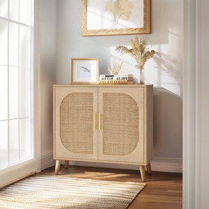 KTMBDW Storage Cabinet with Natural Rattan Doors, Rattan Buffet Cabinet, Sideboard for Living Room, Hallway, Dining Room, Entryway - 1 of 4