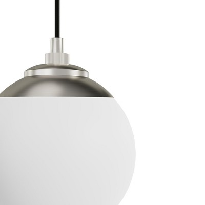 Hepburn Brushed Nickel 3-Light Globe Pendant with White Glass