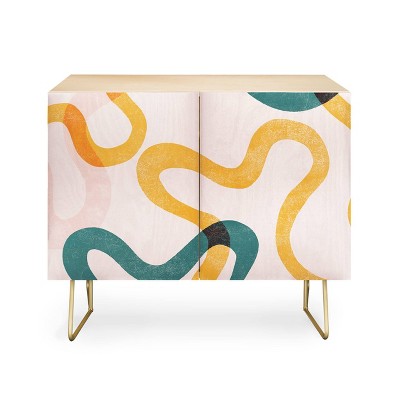 ThirtyOne Illustrations Streamers Gold Legged Credenza - Deny Designs