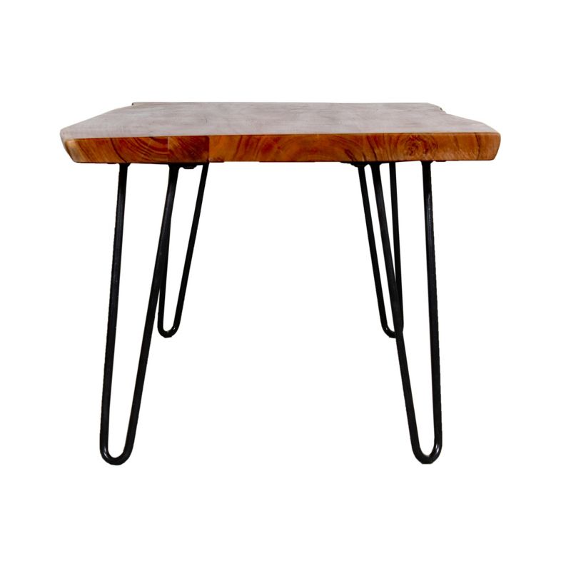 Alaterre Furniture Hairpin Natural Brown Live Edge Wood with Metal Coffee Table, 6 of 15
