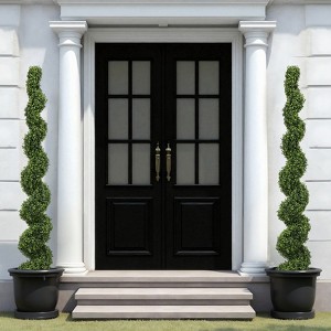 6FT Artificial Spiral Topiary Trees, Faux Boxwood Plants, Twisted Potted Design, Set of 2-- Frevyn - 1 of 4