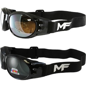 2 Pairs of MotoFrames Vulcan Safety Motorcycle Goggles with Brown Mirror, Smoke Lenses - 1 of 3