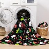 Lomsoe Black Christmas Throw Blanket, Santa Claus Christmas Tree Printed Flannel Blanket, Soft, Plush, Warm Winter Cabin Bed Throw - 3 of 4