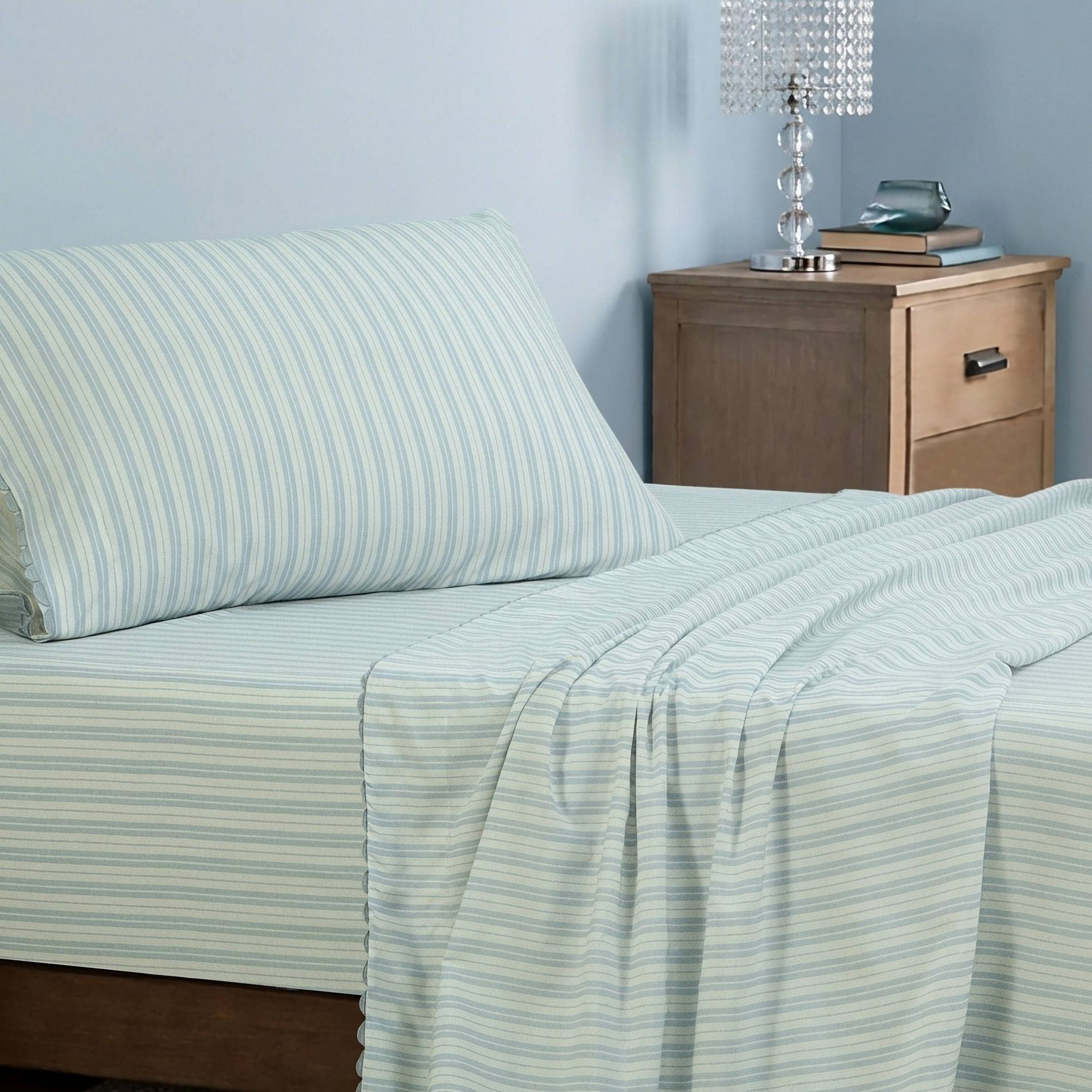 Microfiber Sheet Set Blue Stripe