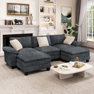 Captiva Designs 123.6-Inch Cloud Modular 5PC U-Shaped Sectional Sofa, Comfy Couch with Dual Ottomans and Deep Cushions - 1 of 4