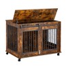 ORRD Double Door Dog Crate w/Divider, Wheels & Sliding Door for 2 Puppies, Rustic Brown Pet Cage - 4 of 4