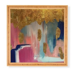 Deny Designs Tina Salazar Gold Leaf Indigo Blue Abstract Framed Wall Art Bamboo - 1 of 4