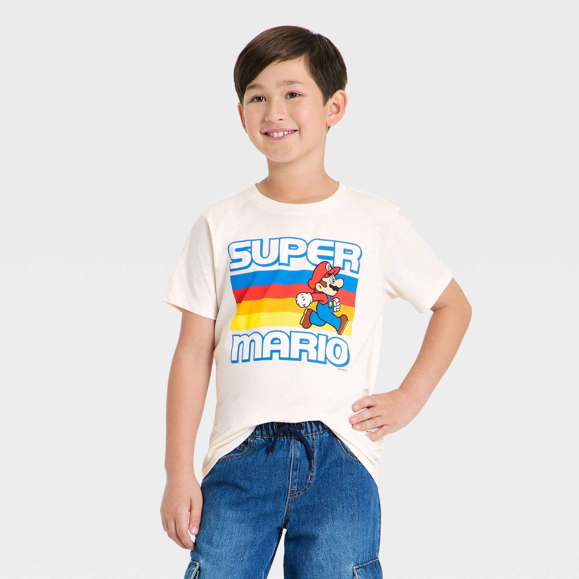 Boys' Super Mario Short Sleeve Graphic T-Shirt - Cream