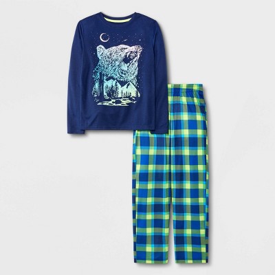 Image of Boys' 2pc Bear Long Sleeve Pajama Set - Cat & Jack™ Navy S