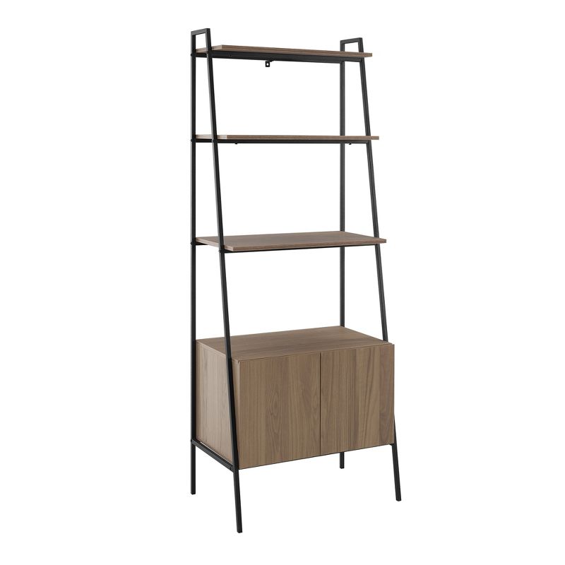 72" Open Shelf and Closed Storage Cabinet Ladder Bookcase - Saracina Home, 1 of 10