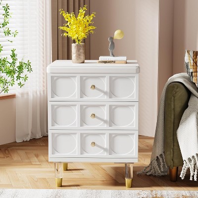 Hommoo 3-Drawer Nightstand White
