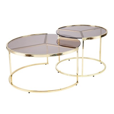 Set of 2 Brugan Nesting Cocktail Table Set Brass - Aiden Lane