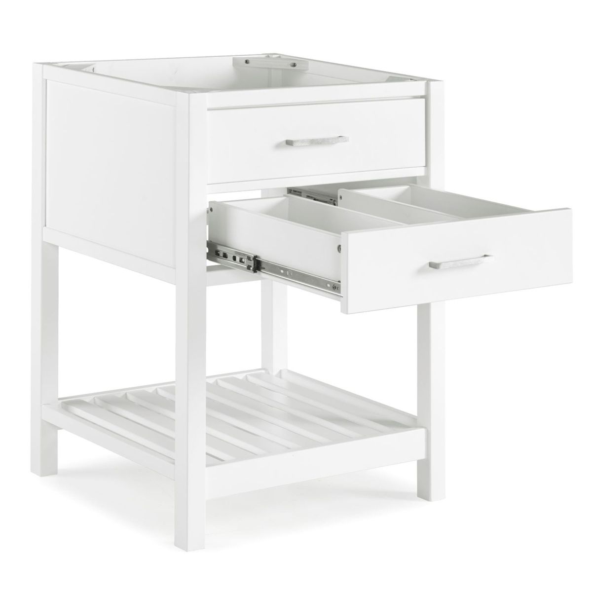 Alaterre Furniture Harrison 24 in. W Vanity Base Cabinet without Top, Bathroom Storage with Soft-Close Drawers, Solid Pine Wood Construction, White - thumbnail 5