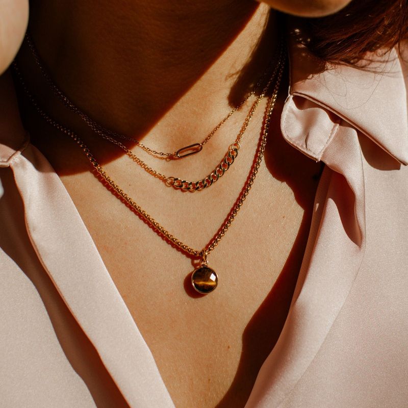 Gold Plated Tiger's Eye Stone Pendant Necklace | ETHICGOODS, 3 of 5