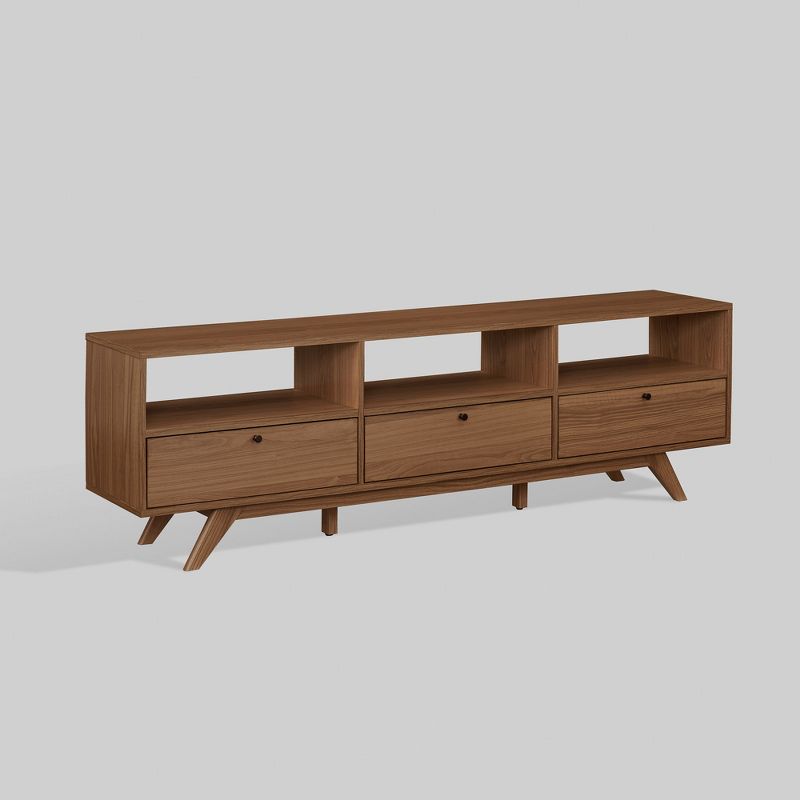 Mid-Century Modern Low TV Stand with Storage for TVs up to 80" - Saracina Home, 1 of 15
