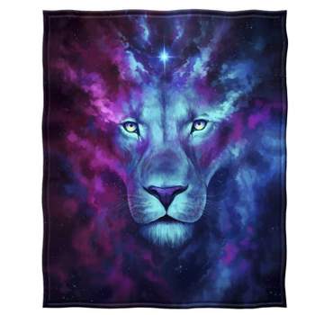 Dawhud Direct 50" x 60" Lion Celestial Fleece Throw Blanket for Women, Men and Kids