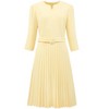 INSPIRE CHIC Women's Pleated 3/4 Sleeve Split V Neck Belted 2026 Elegant Work A-Line Midi Dresses - 2 of 4