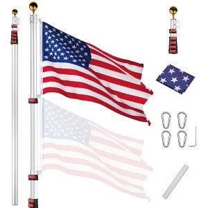 Yescom EZ GO 30Ft Commercial Telescoping Flag Pole Kit Portable Display Sign Banner Pole for Outside Hotel Business Events Advertising Flag Silver - 1 of 4